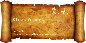 Kiszt Albert névjegykártya