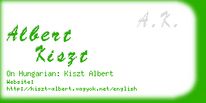 albert kiszt business card